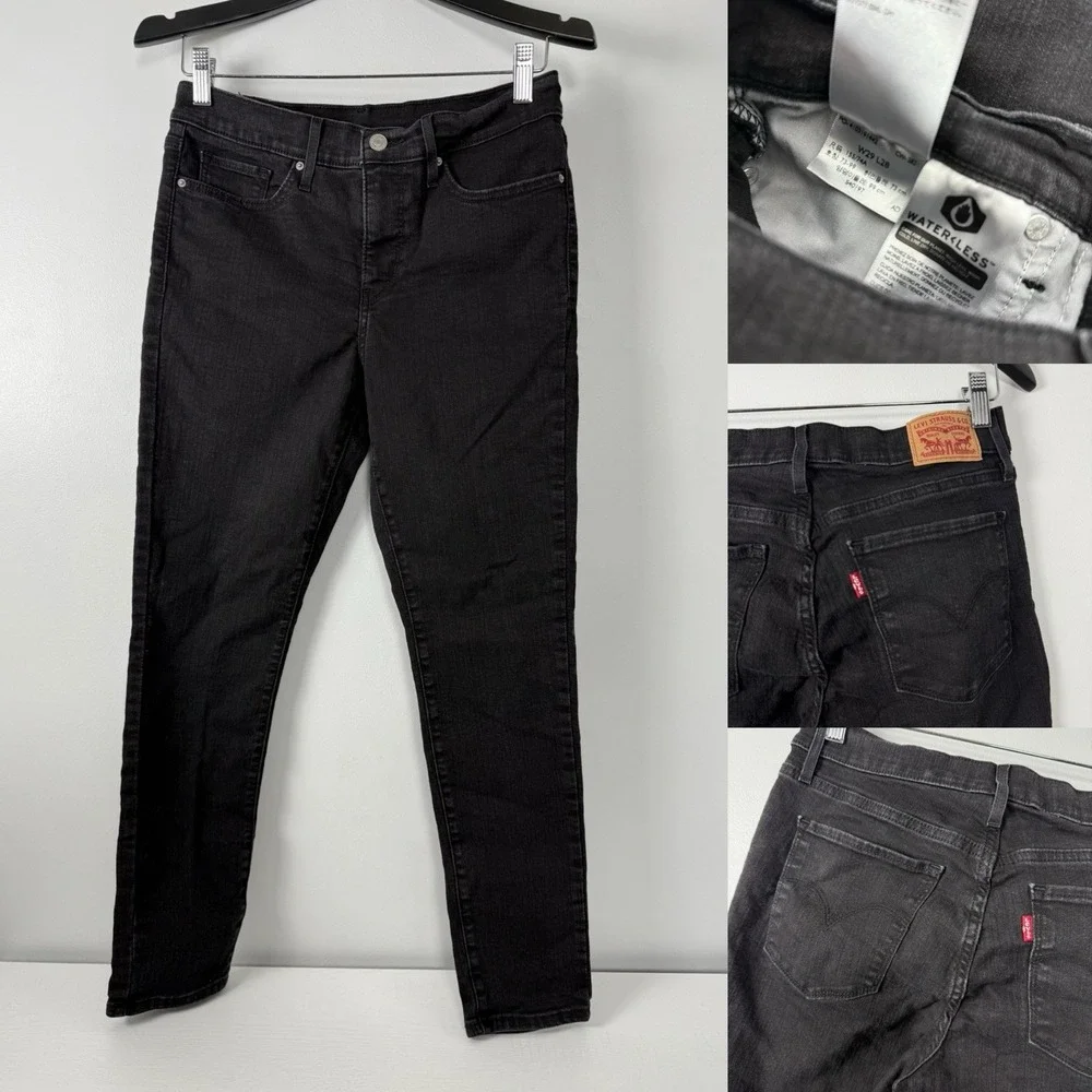 EUC Levi's 511 Slim Tapered Jeans BLACK Mens tag=29x28 Red Tab